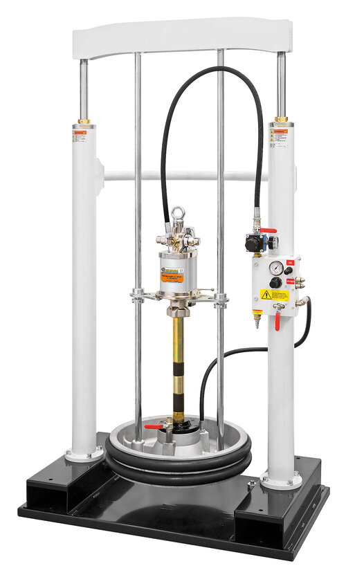 Ram hoist barrel pump